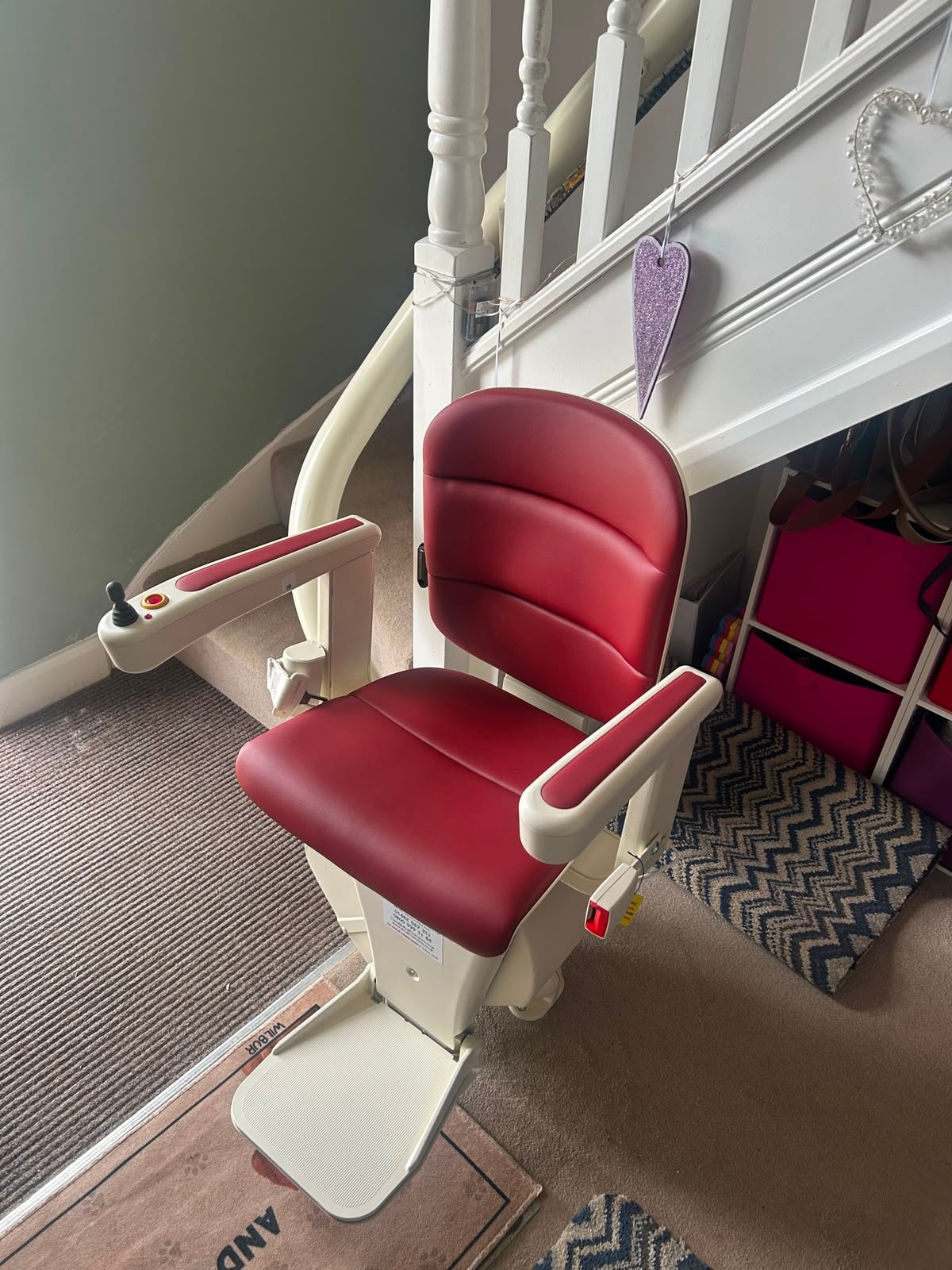 Stairlift installed on a home staircase